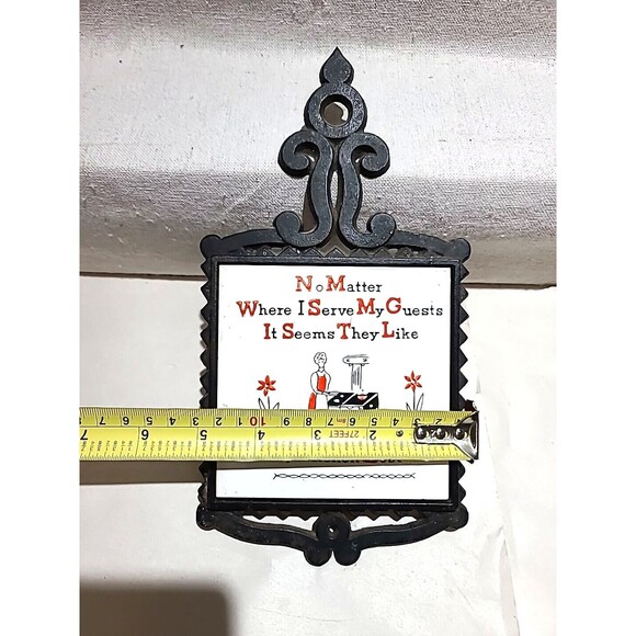 Vintage Trivet Cast Iron Tile Guests Like My Kitchen Best Napco Japan MCM RETRO - Picture 3 of 4